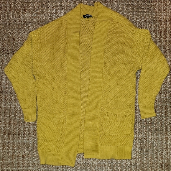 Express Golden Yellow Open-Front Cardigan - Picture 1 of 4